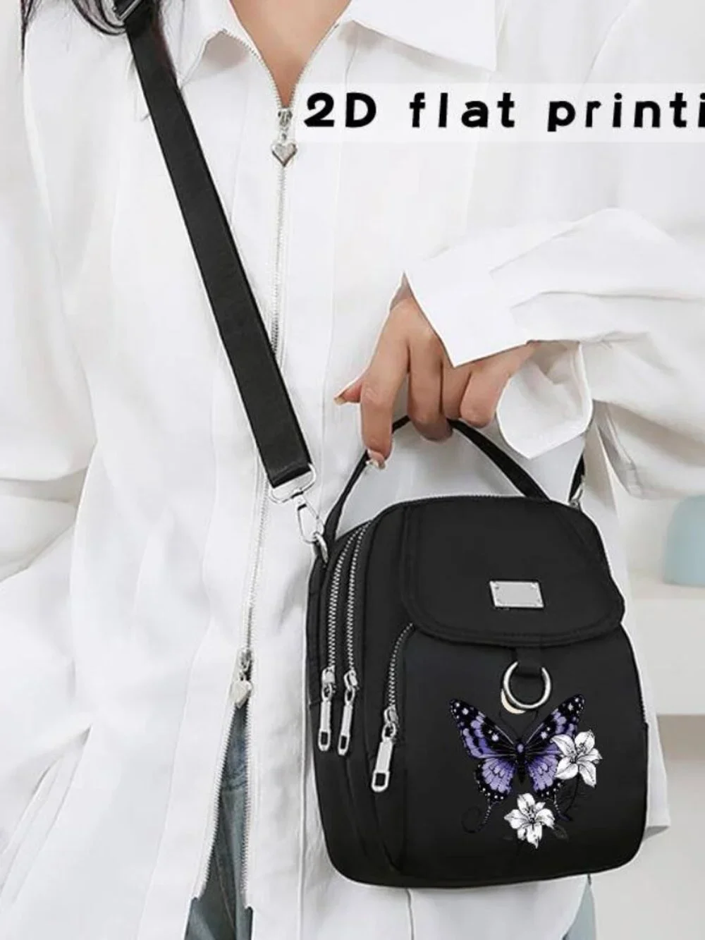 2D Flat Printing Pattern Light Commuter Messenger Bag Shoulder Bag Handbag